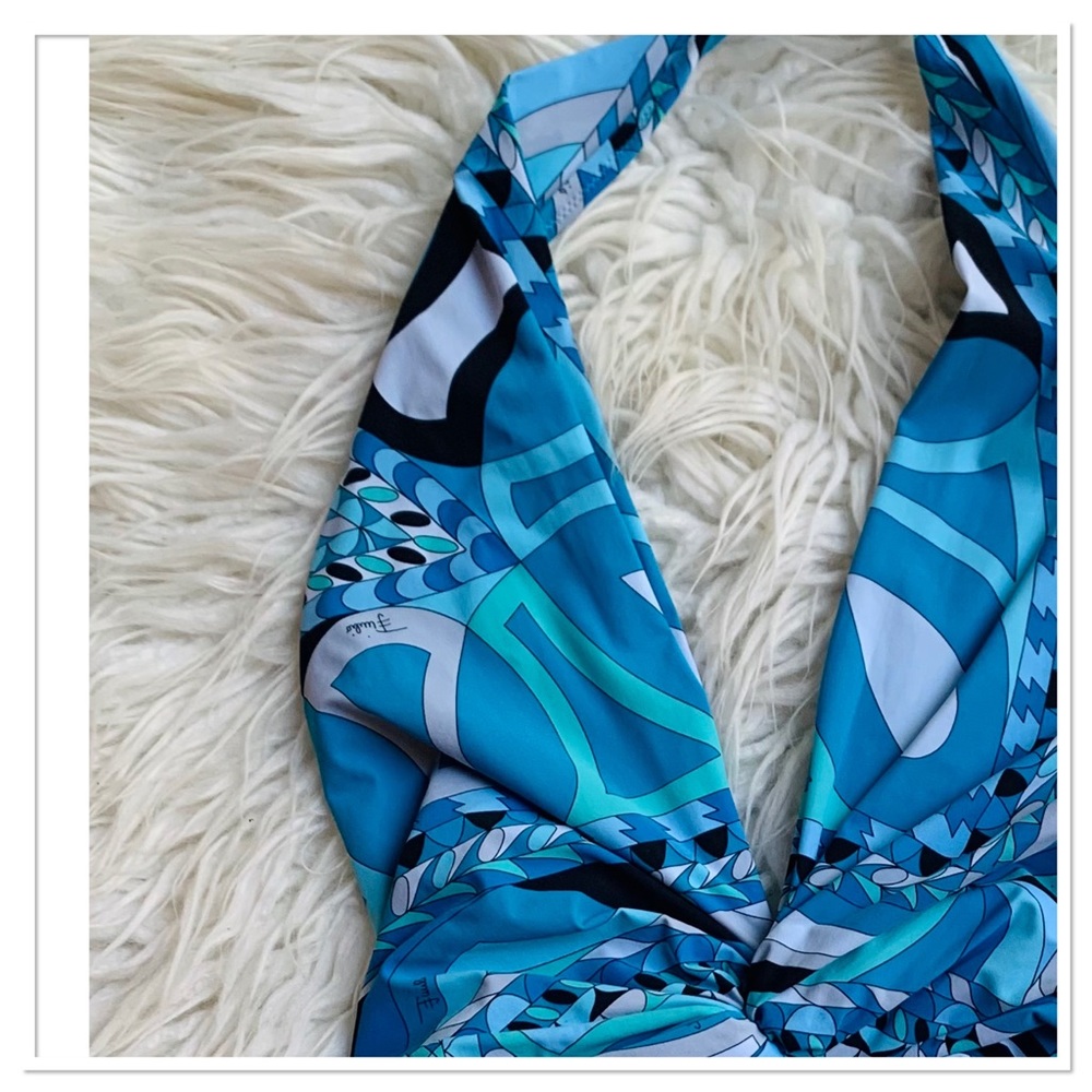 Emilio Pucci Blue Patterned One Piece Swimsuit - Picture 3 of 9